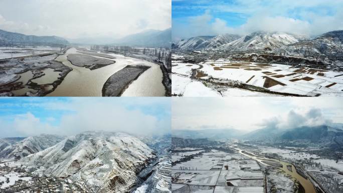岷县西江镇雪景航拍2