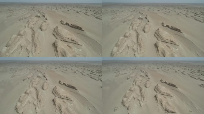青海航拍315国道沙漠雅丹俯拍后移画面