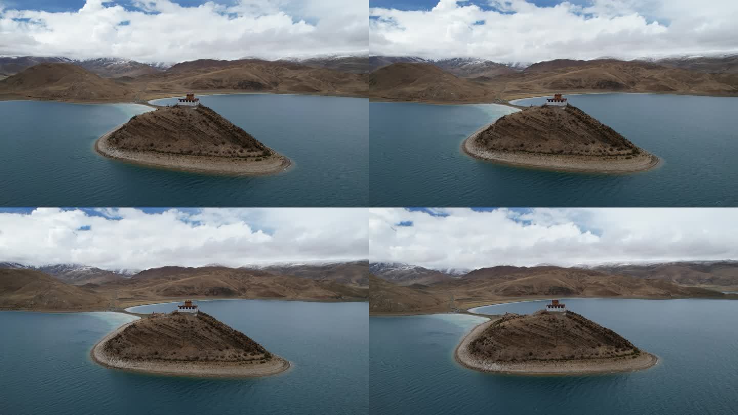 航拍西藏寺庙日托寺左环绕20秒画面