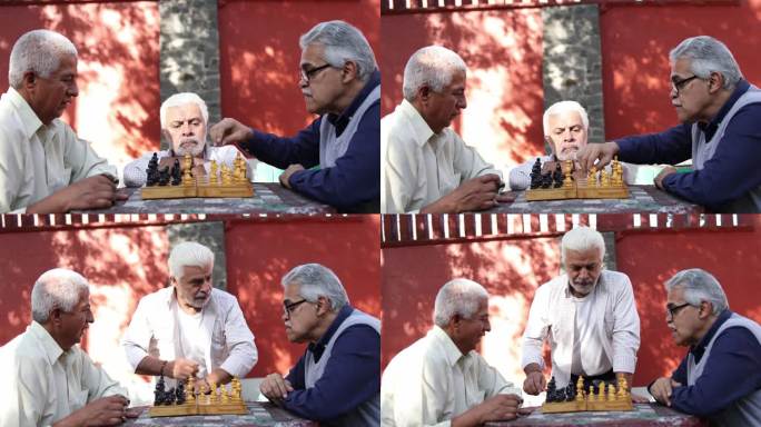 下棋的资深朋友老头老年
