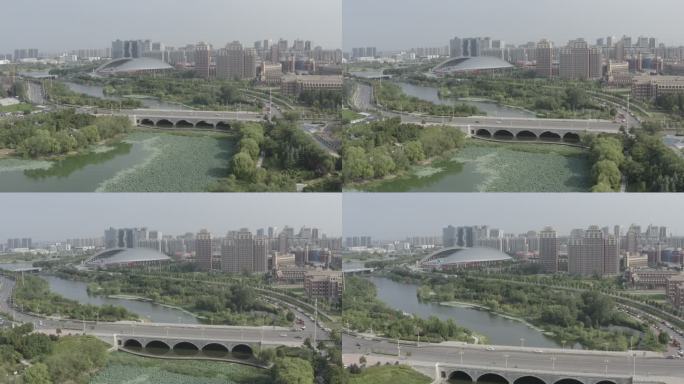 新郑新区学院路黄水河航拍d-log视频