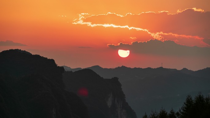 4k太阳下山日落夕阳延时