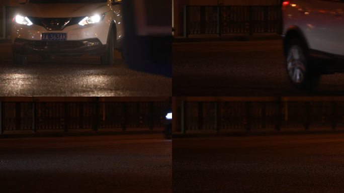 城市夜景记录城市夜晚车辆车轮滚滚行驶而过