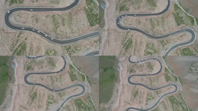 航拍新疆独库公路“Z”字蛇形公路俯拍画面