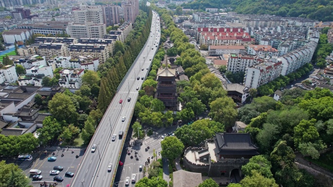 航拍杭州中河高架