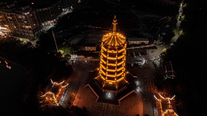 4k湖南怀化鹤鸣洲夜景延时