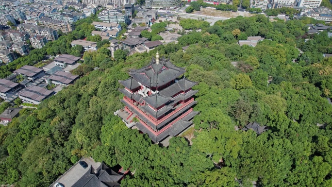 航拍杭州城隍阁西湖大全景