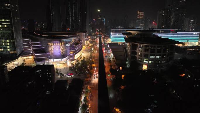 武汉京汉大道周边夜景航拍