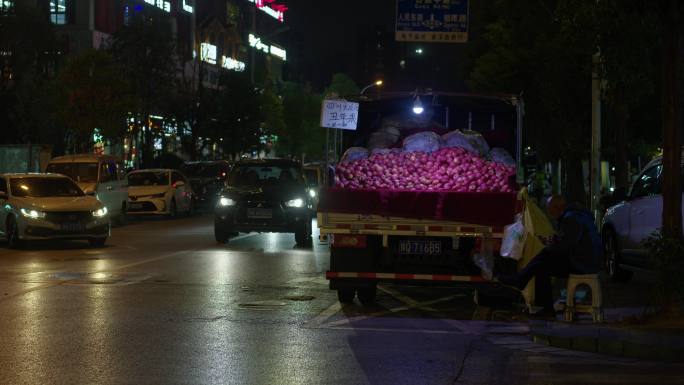 6K夜晚街边的水果商贩一组【50p】