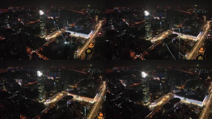 京汉大道和恒隆广场周边夜景航拍