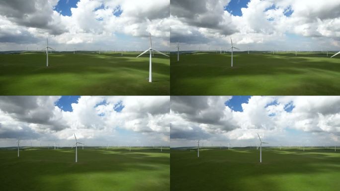 风力涡轮机鸟瞰图国家电网风力发电生态绿色