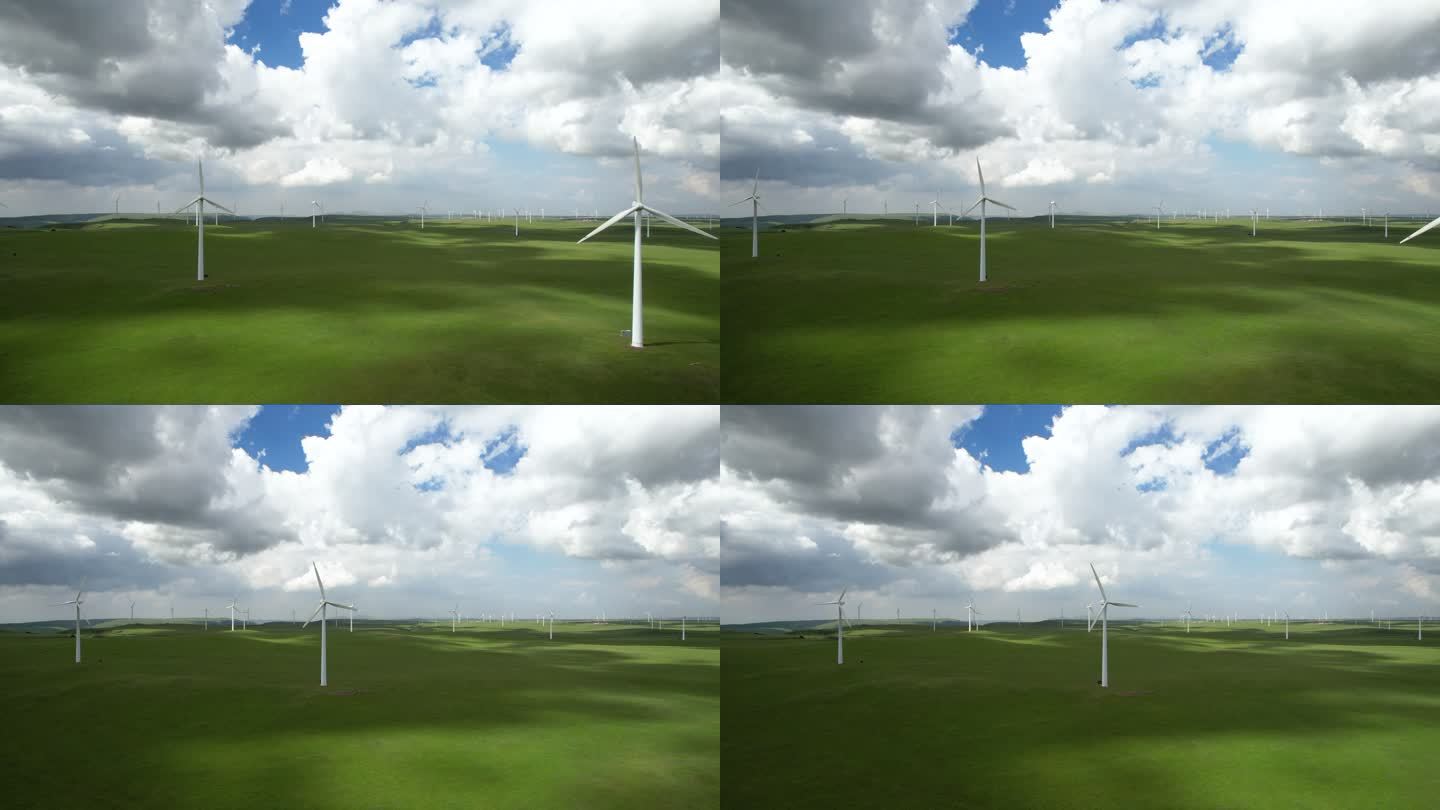 风力涡轮机鸟瞰图国家电网风力发电生态绿色