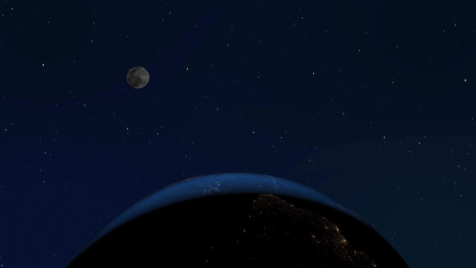 地球日升月落宇宙空间