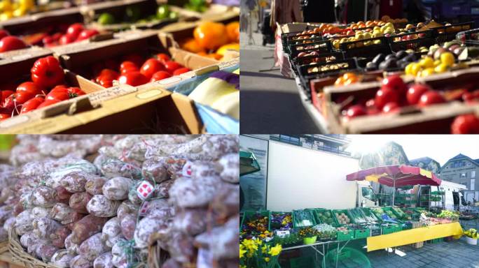 法国街头集市 国外农贸集市 菜市场