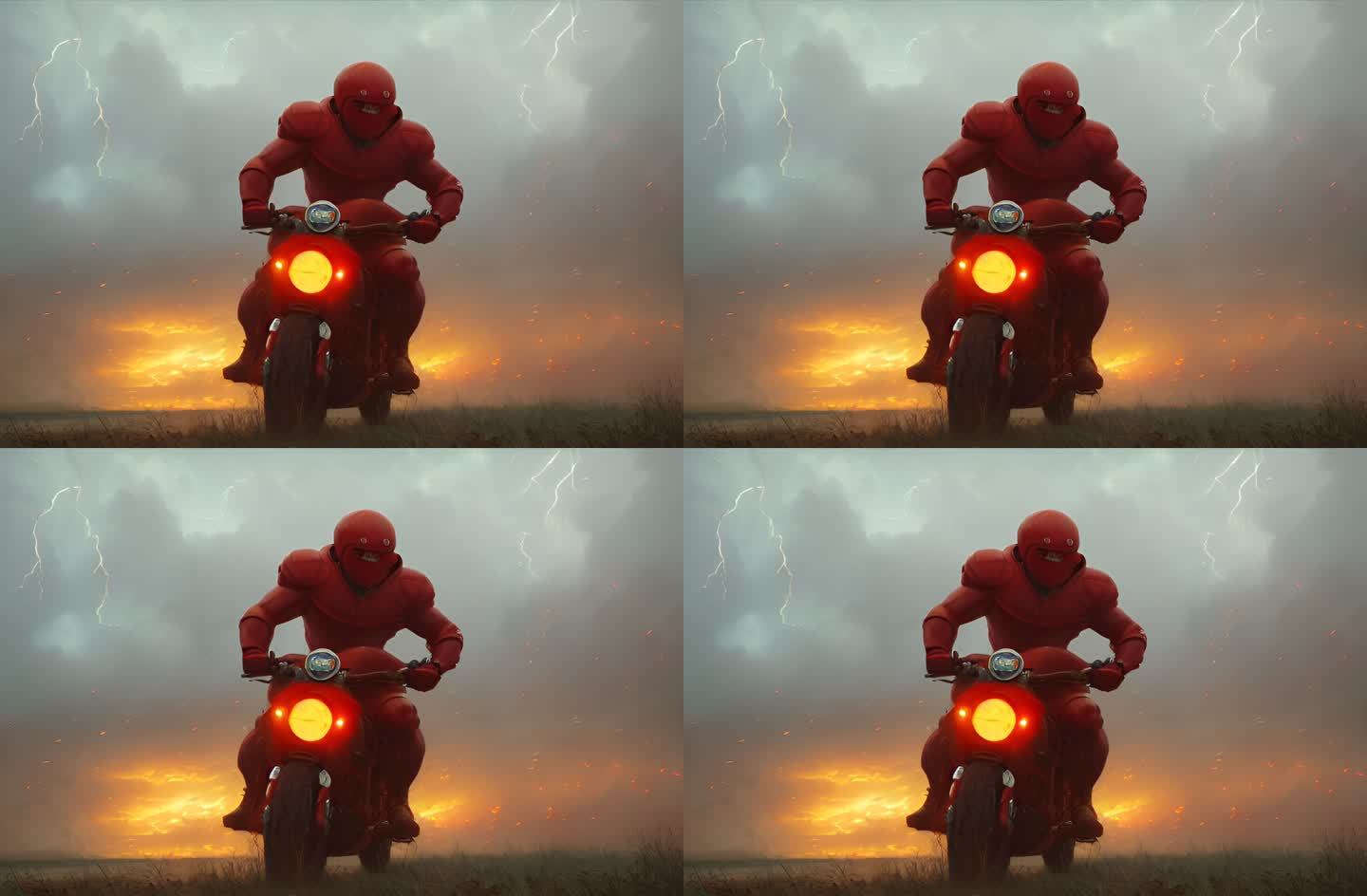 梦境中红色摩托车