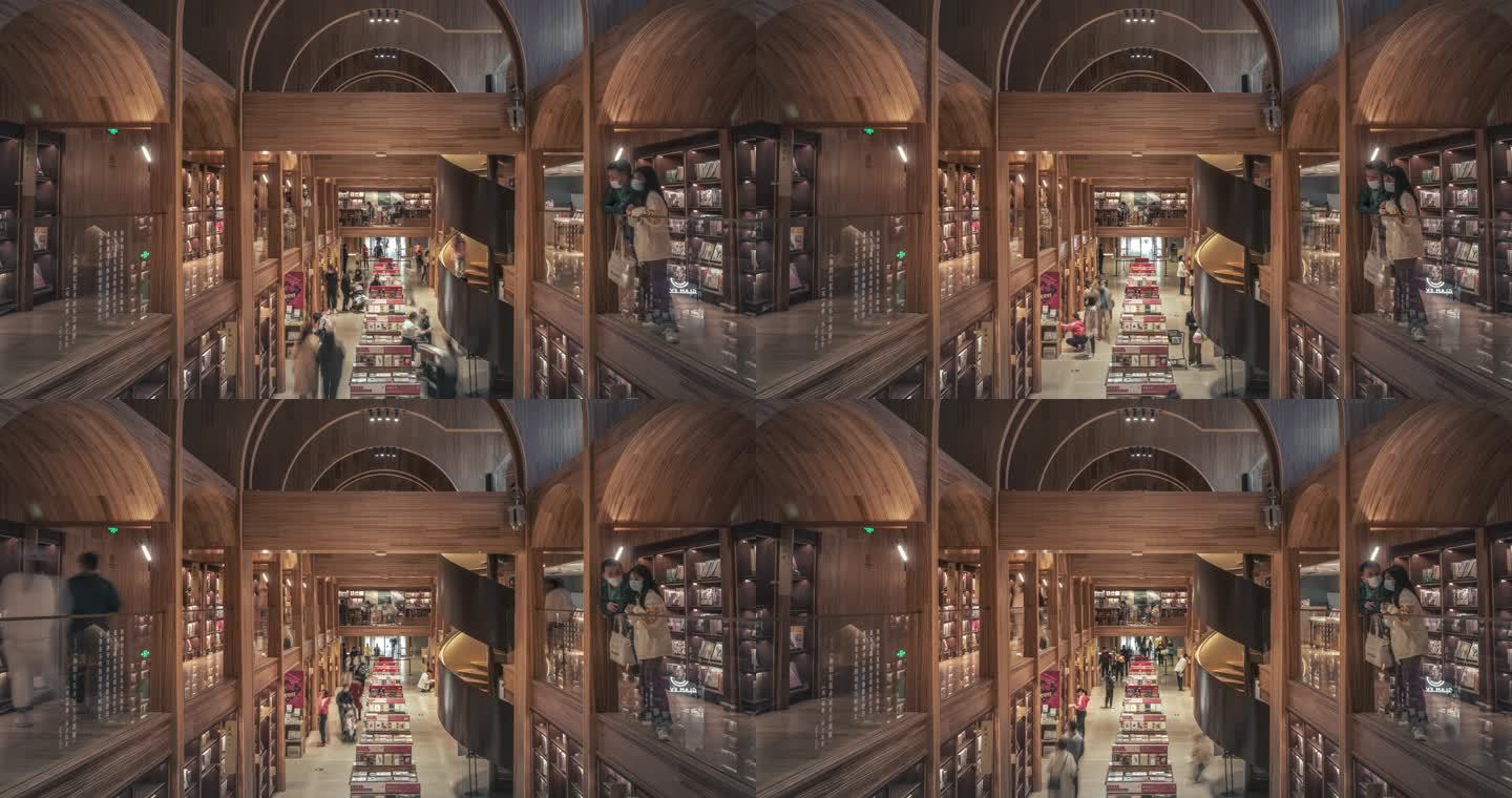 西安北京复古图书馆书店高清延时摄影