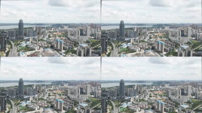 城市移轴拍摄航拍微型城市