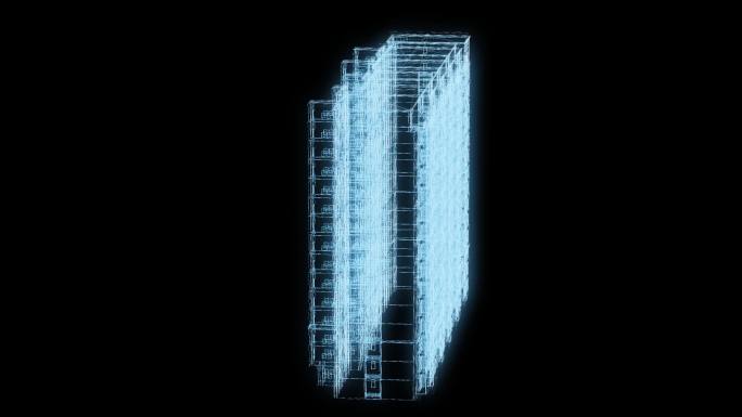 透视全息高楼大厦建筑透明通道素材