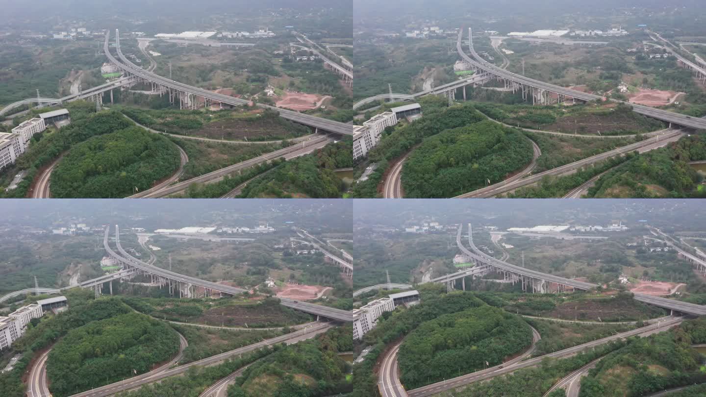 航拍重庆北 实行临时管控的城南高速公路