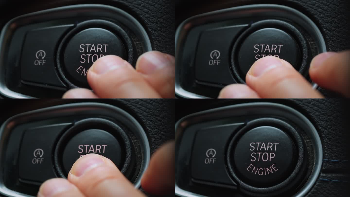 手指按下“启动发动机”按钮。现代汽车内饰