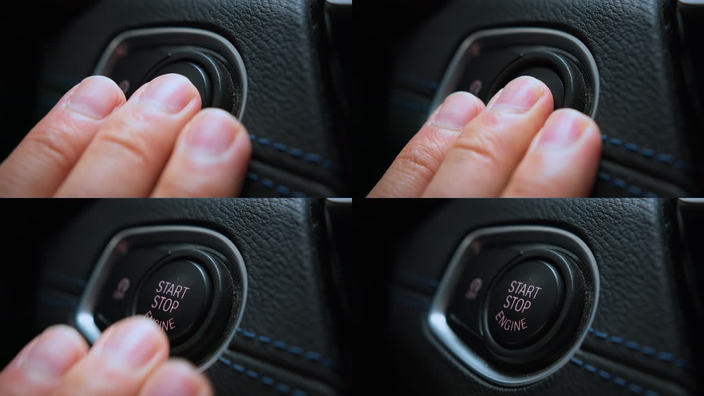 手指按下“启动发动机”按钮。现代汽车内饰