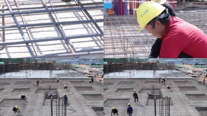 4K建筑工地施工木工模板工支模钢筋工