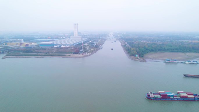 京杭大运河长江交汇处-航拍