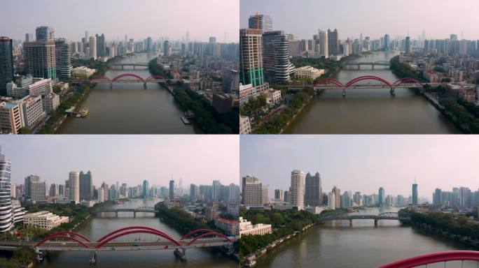 广州航拍4K城市海珠大桥