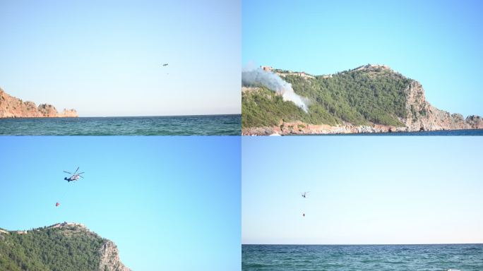 消防直升机消防直升飞机大海取水救火