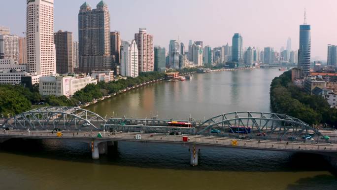 广州海珠大桥航拍4K