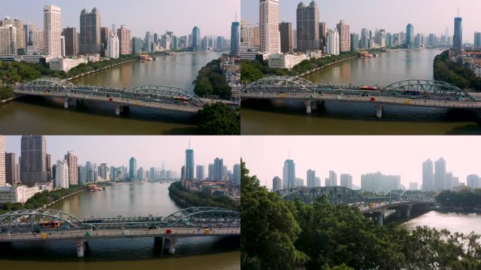 广州海珠大桥航拍4K