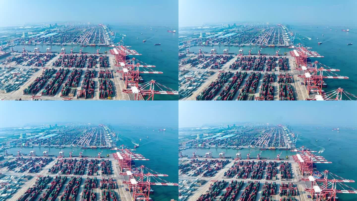 【4K超清延时】广州南沙港集装箱码头航拍