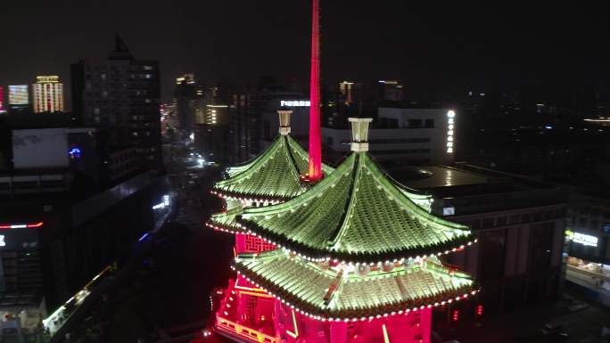 航拍河南郑州地标建筑二七纪念塔