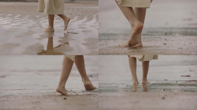 阿莱ARRI 4K 光脚在沙滩玩耍散步