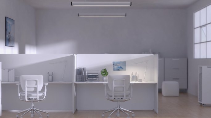 三维简洁明亮 办公室 办公桌 书桌 空镜