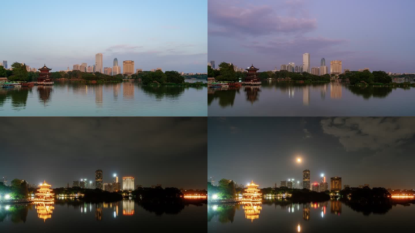 【4K超清】惠州西湖地标性建筑日转夜延时
