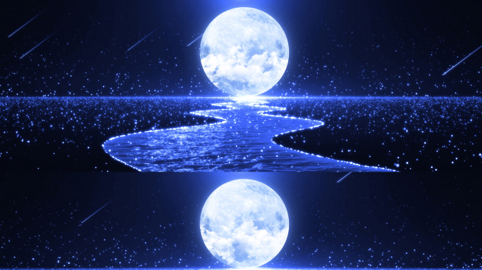 水面粒子圆月背景