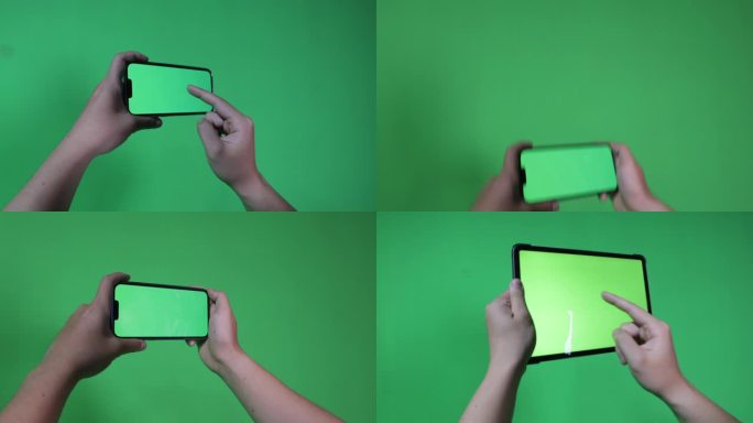 举手机和平板ipad绿幕视频
