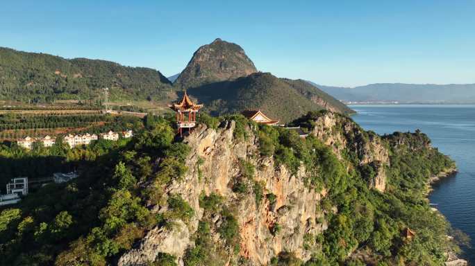 5K-抚仙湖禄充风景区笔架山航拍