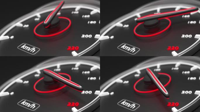 4K分辨率现代汽车速度计倒计时概念的公里/小时文本