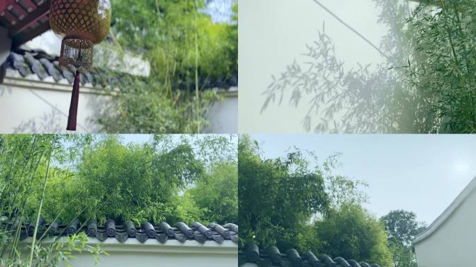 望江公园中式院墙竹子 灯笼 组镜