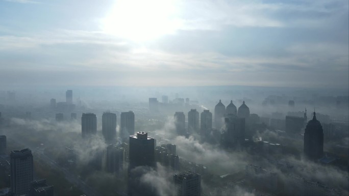大雾银川，雾天城市航拍胜似仙境