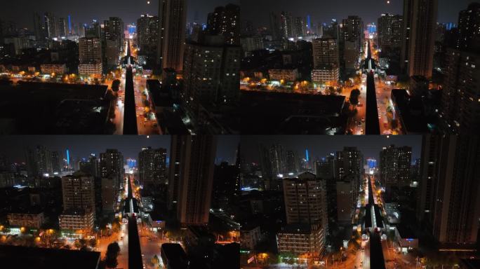 武汉京汉大道周边夜景航拍
