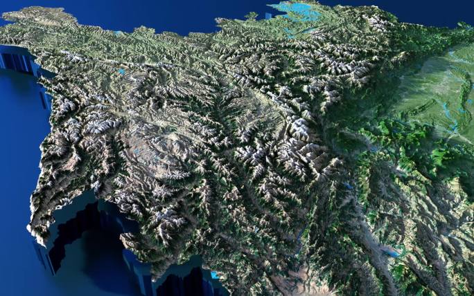 精细四川地图模型20k颜色高程水系贴图