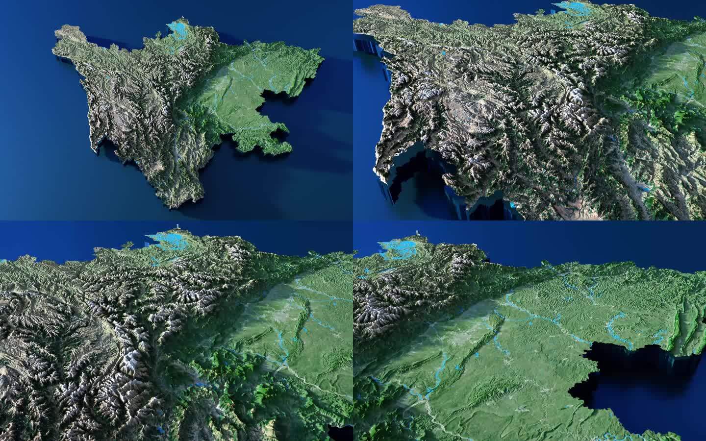 精细四川地图模型20k颜色高程水系贴图