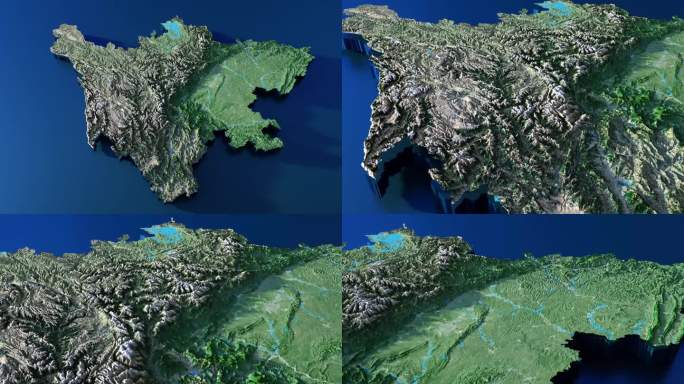 精细四川地图模型20k颜色高程水系贴图