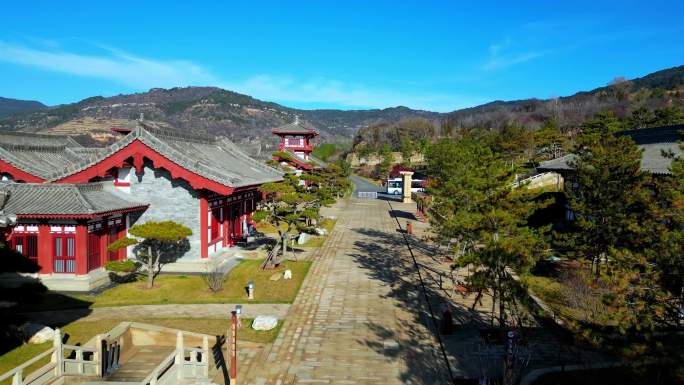 航拍山西太原国宝天龙山石窟博物馆