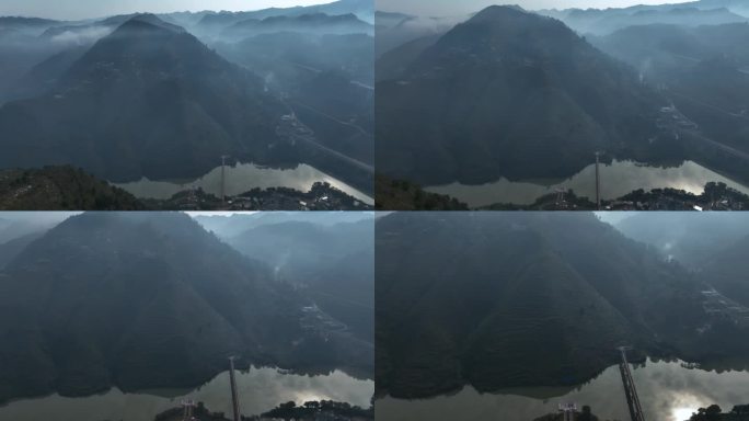 4K航拍贵州清晨虎跳河谷群山云雾环绕