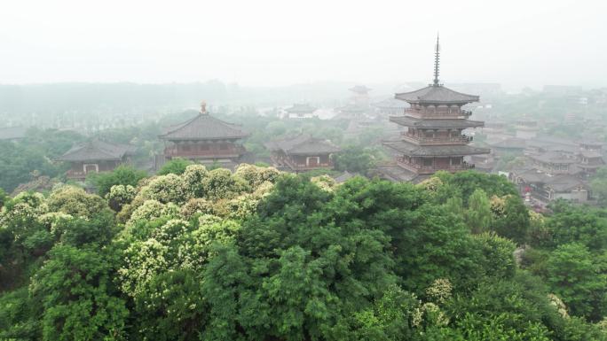 襄阳唐城古城空镜4K航拍