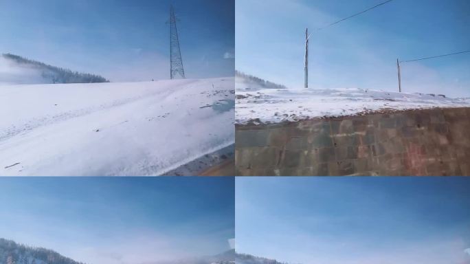 新疆行走的雪景